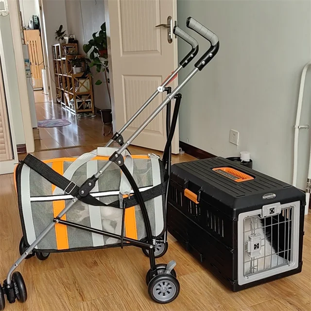 Walking Dogs Cats Foldable Pet Strollers Cat Travel Bag Multi-functional Small Dog Strollers Detachable Stroller for Animals 5
