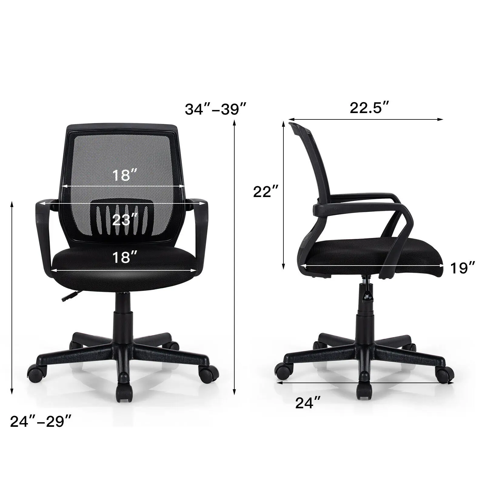 Costway Ergonomic High Back Mesh Office Chair w/ Adjustable Lumbar Support