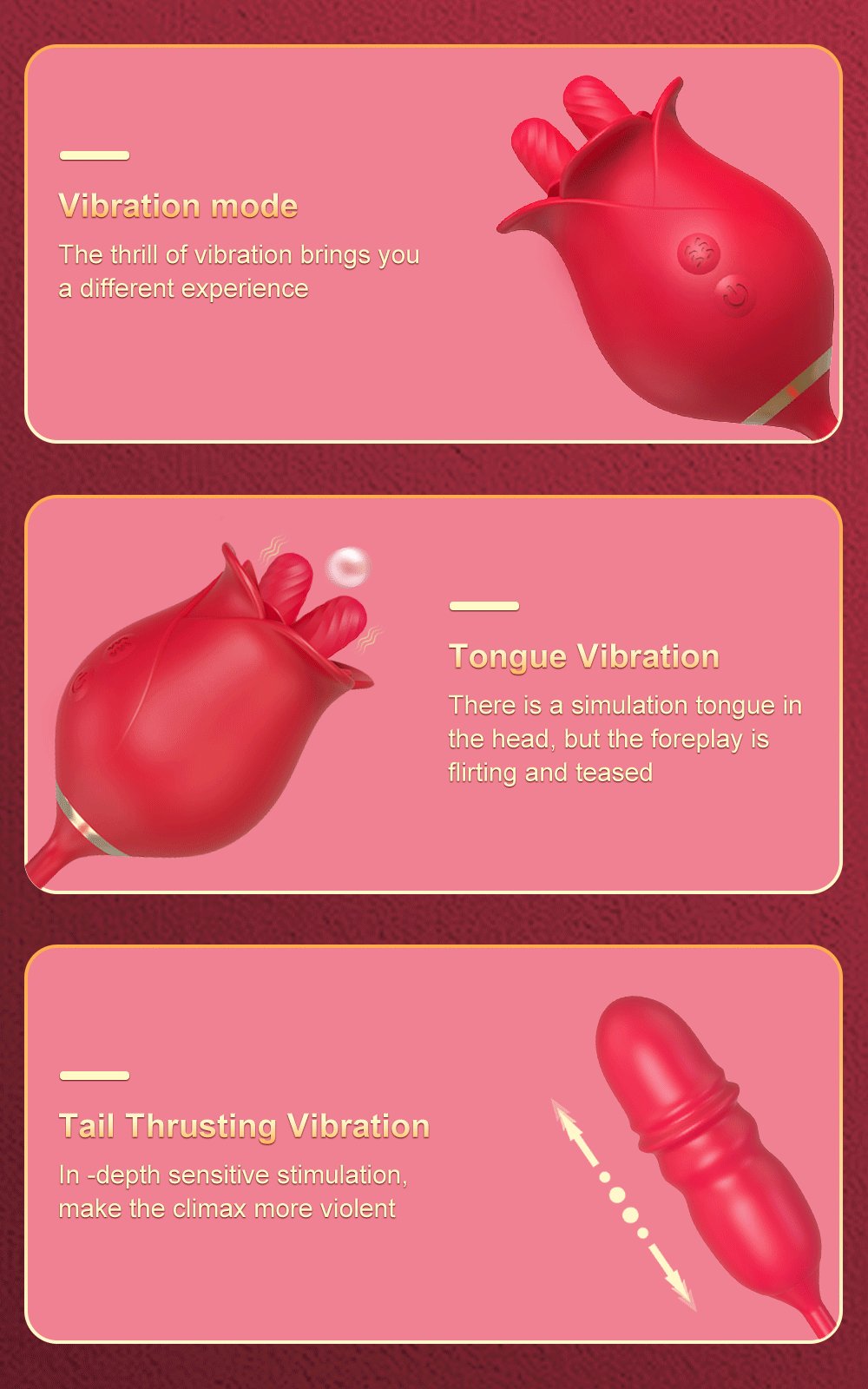 Keele lakkumise tõukav vibraator naistele G-punkti 3-in-1 kliitori stimuleerimiseks ja nibude masseerimiseks täiskasvanutele naistele Rose_voghion.com