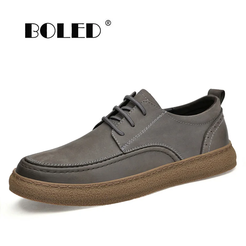

Natural Leather Men Shoes Lace Up Non-slip Rubber Casual Shoes Flats Comfort Outdoor Spring Autumn Walking Shoes Men