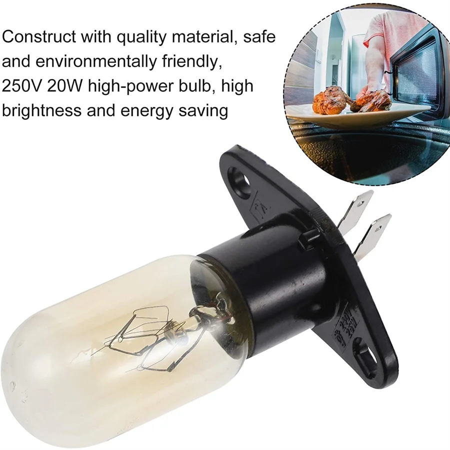 2팩 전자레인지 전구, T170 베이스, 범용 오븐용 20W 240V 조명, Panasonic Daewoo, Sharp와 호환 가능