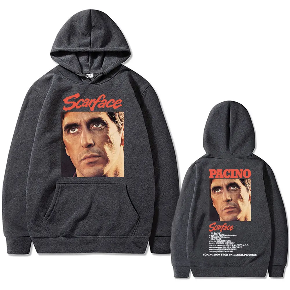 Vintage Movie Scarface Al Pacino As Tony Montana Graphic Hoodie Men Casual Fleece Sweatshirt Male Hip Hop Rock Oversized Hoodies