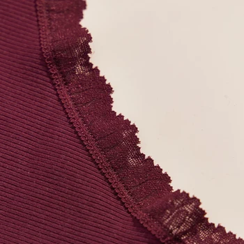 Cotton Lace Trim Women's Trousers, Mid Waist Comfortable Elastic Panties, Summer Breathable Sweat Absorbent Women's Trousers 3