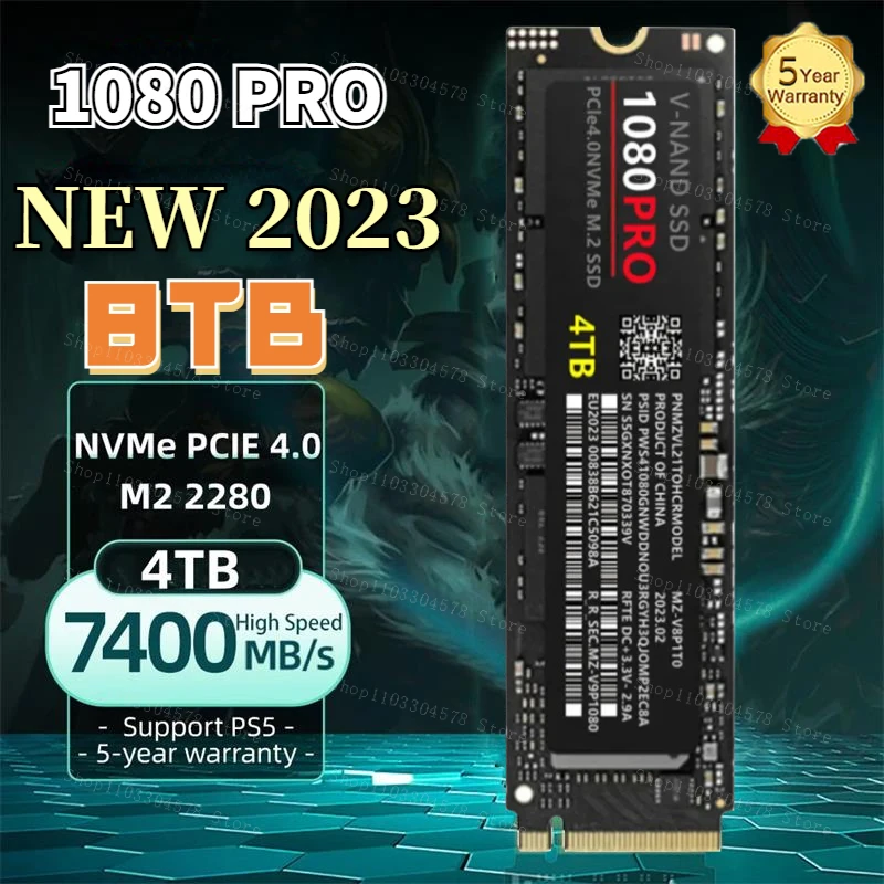 

1080 PRO 4TB SSD nvme m2 PCIe 4.0 NVMe 4.0 M.2 2280 2TB 1TB SSD Internal Solid State Hard Drive For Laptop Desktop MLC PC PS5