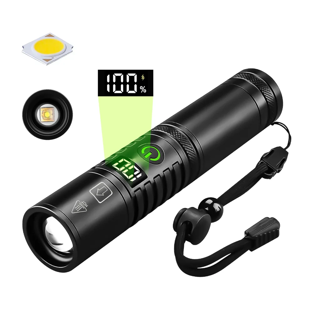 Description Picture 2 of itemHigh Power Spotlight Long Range LED Flashlight With Power Type-C Charging Zoomable Aluminum Alloy Tactical Torch Outdoor Lantern