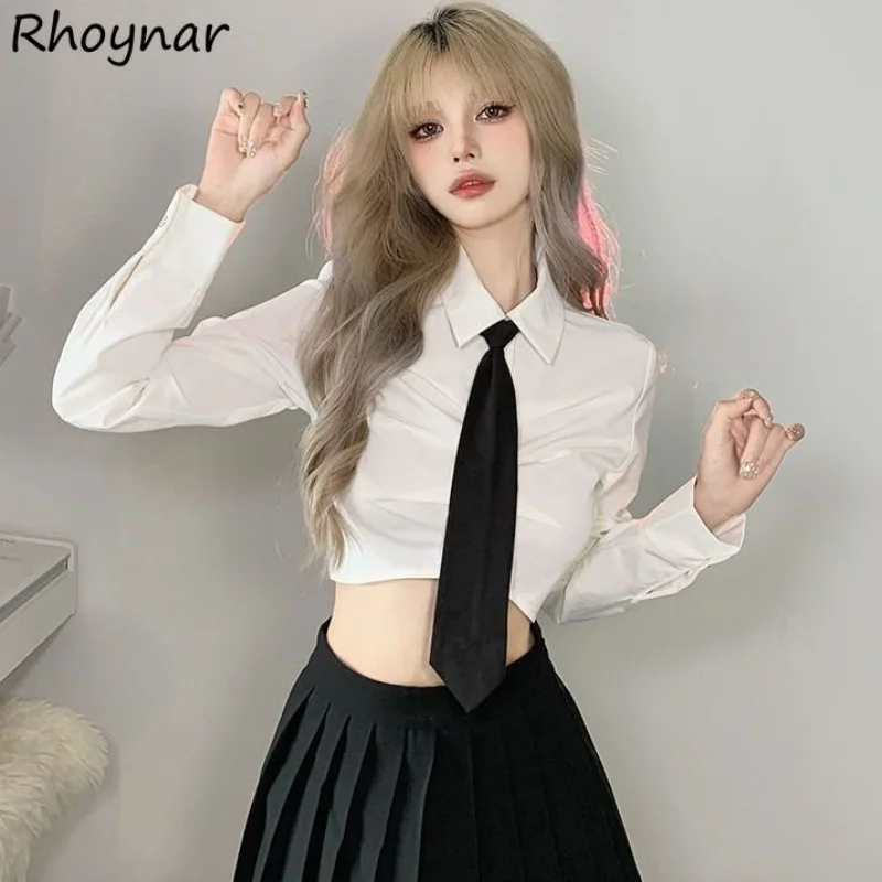 

Shirts Women Crops Hotsweet Fashion Soft Club Style Korean Student Autumn All-match Casual Ins Mujer Blusas Slim Sexy Preppy Y2k