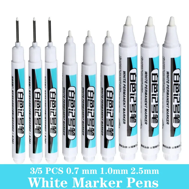 3/5 PCS White Permanent Paint Marker Set for Wood Rock Plastic Leather  Glass Stone Metal Canvas Art Supplies Painting Supplies - AliExpress