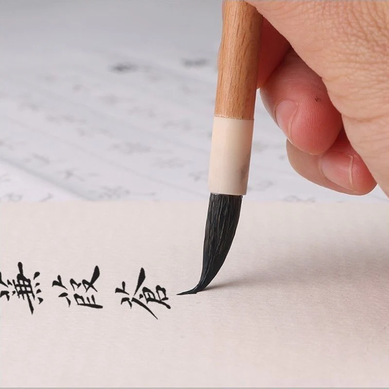 5PCS Weasel Hair Calligraphy Brush Pens Handmade Wooden Handle Chinese Painting Brush Xiaokai Regular Script Writing paint brush calligraphy brush