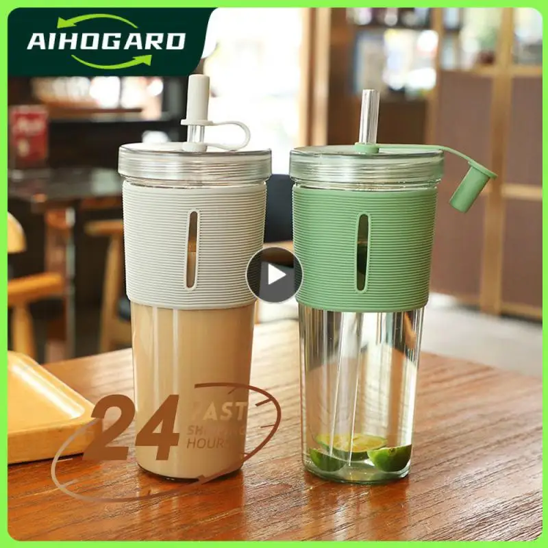 Juice Mug Practical Portable With Lid And Straw Reusable Travel Drinking Tools Water Cup Creative Transparent Home Accessories