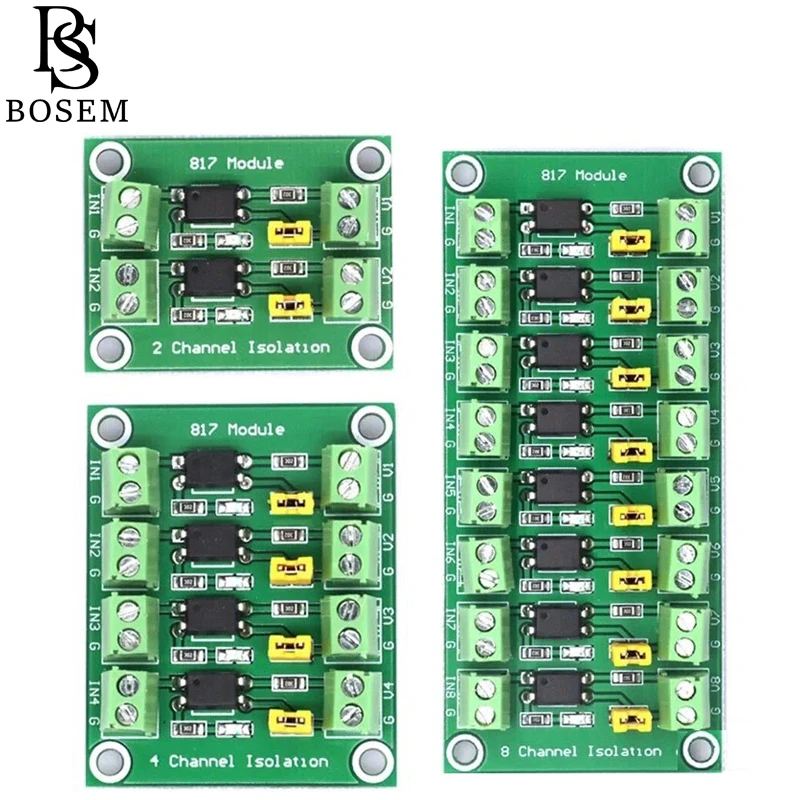 PC817 Optocoupler Isolation Board 2/4/8 Channels, Voltage Control