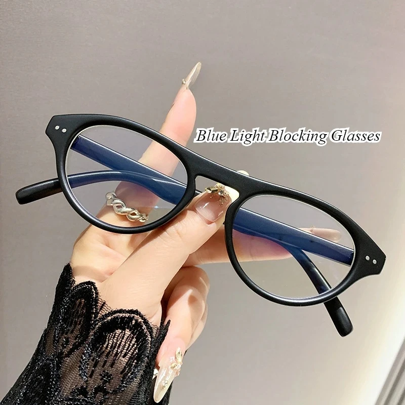 Blue Light Blocking Glasses - Korean Style Flat Lens with Lightweight Retro Frame