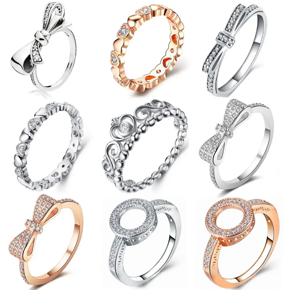 Women Wedding Ring Jewelry Silver Zircon Finger Ring