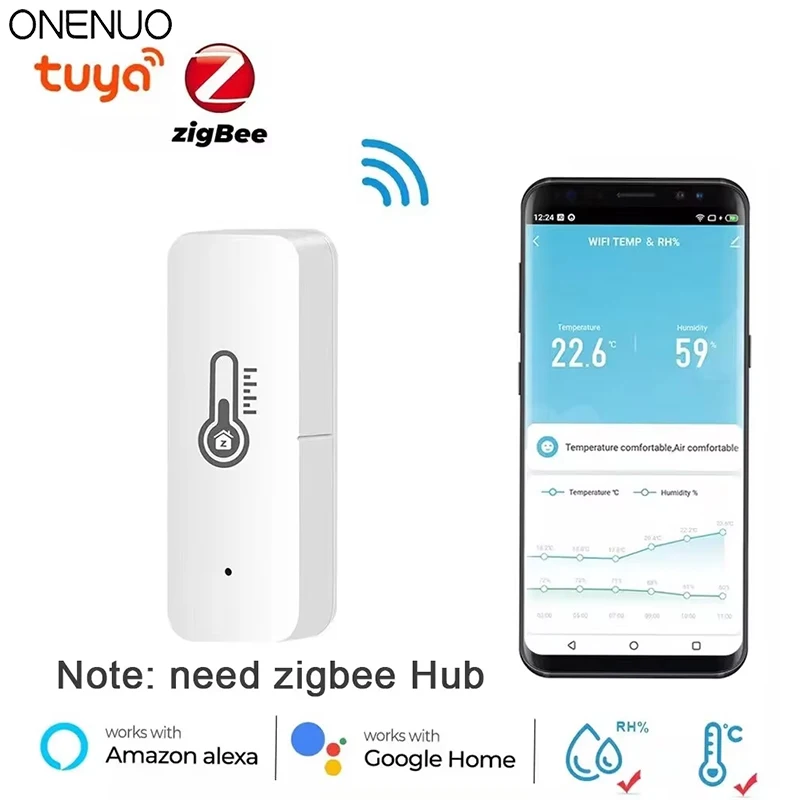Tuya Zigbee Temperature and Humidity Sensor Need Zigbee Gateway Hub Smart Home Indoor Hygrometer Alexa Google Voice Control temperature humidity sensor temperature humidity meter
