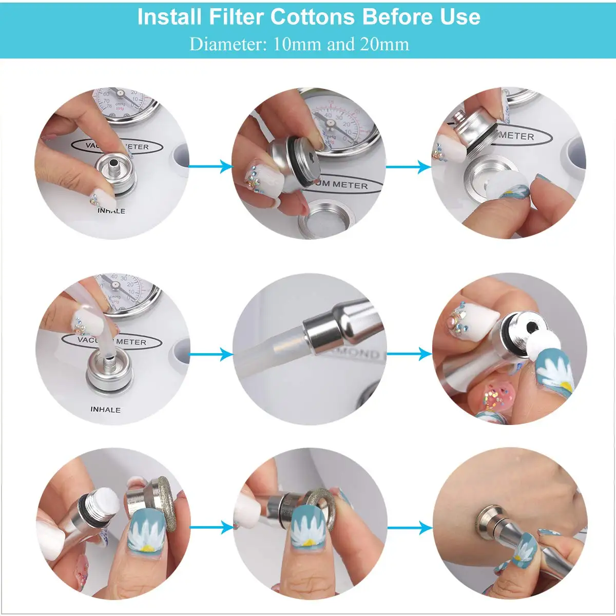 Diamond Microdermabrasion Machine, 65-68cmHg Suction Power Professional Dermabrasion for Skin Peeling Rejuvenation Lifti