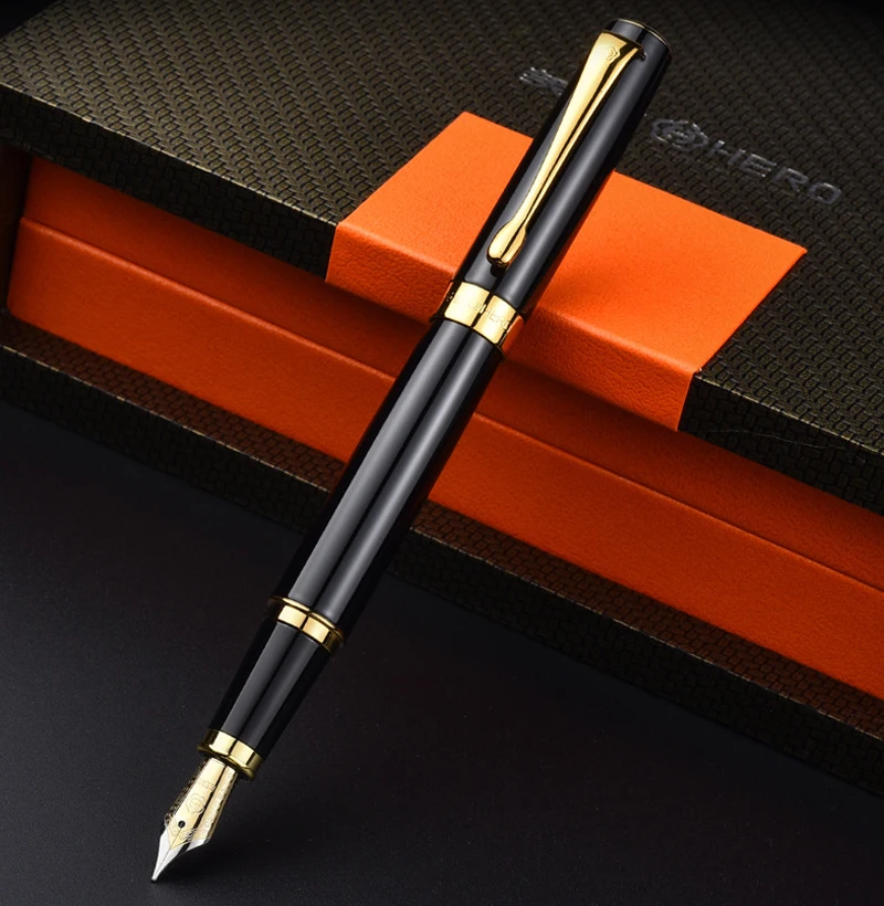 Hero 767 Classic Fountain Pen With Golden Trim Colored Ink Pen Iridium Medium Nib Great For Wonderful Writing Gift Pen hero 767 luxury fountain pen with golden trim colored ink pen iridium medium nib for business professional writing gift pen