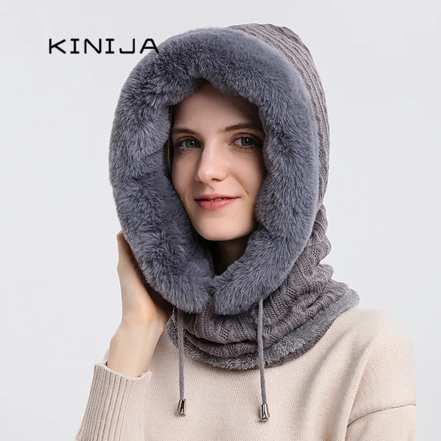 Winter Fur Cap Mask Set Hooded For Women Knitted Cashmere Neck Warm Russia  Outdoor Ski Windproof Hat Thick Plush Fluffy Beanies - Skullies & Beanies -  AliExpress