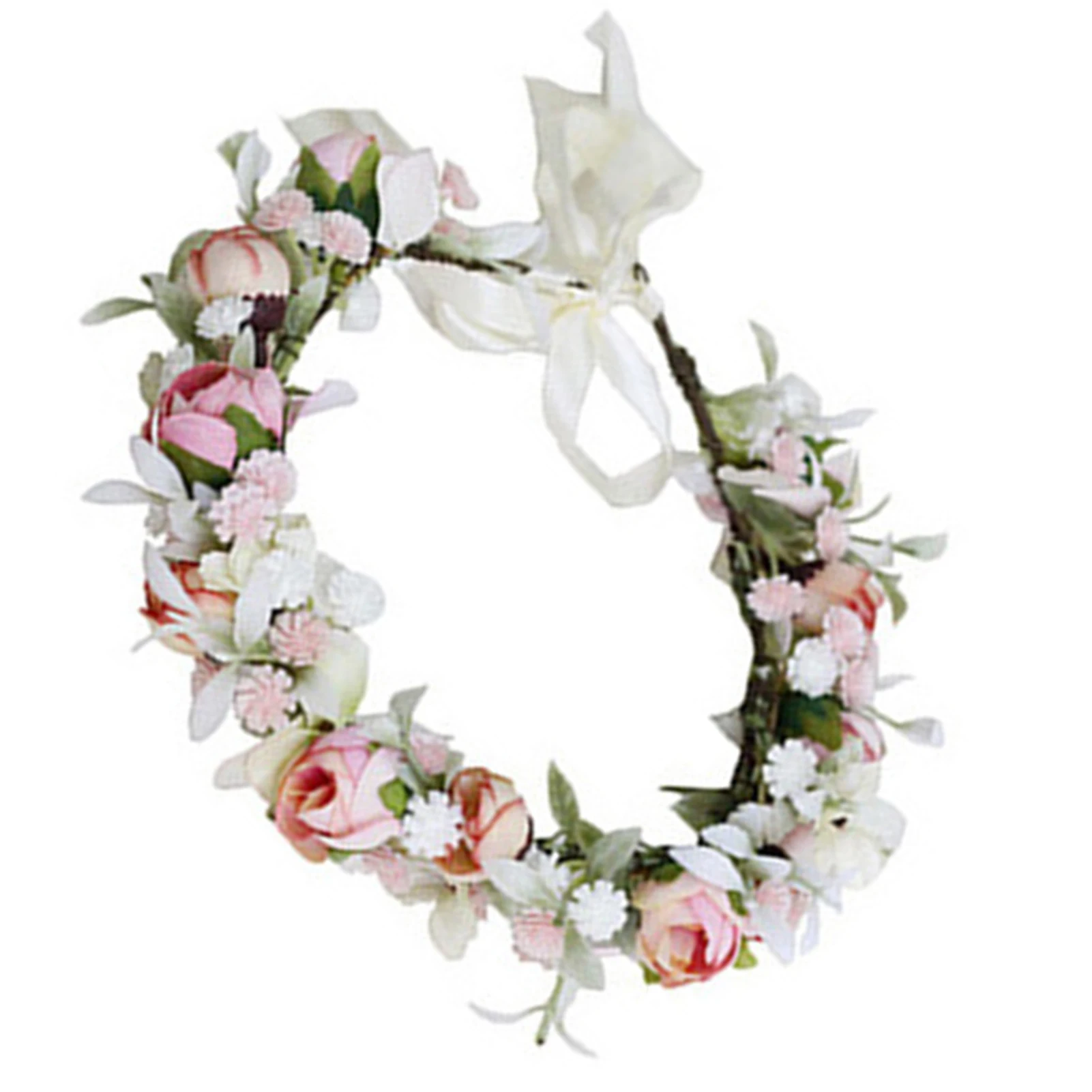 

Floral Garland Crown Headpiece Forest Style Simulated Flower Hairband for Bridesmaid Wedding Dating