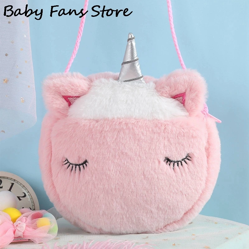 

Close Eyes Unicorn Soft Stuffed Toys Coin Bag Wallet Cute Cartoon Plush Purse Children Kids Shoulder Bags Girls Animal Handbags