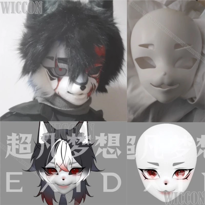 Kig Furry Skull Mask Fursuit Kigurumi Cosplay 3DPrint Fox Face Mask Women Men Furred Costume Holloween Party Roleplay Customized