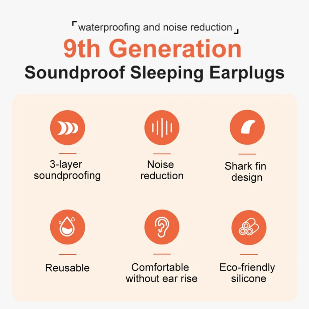 Silicone Noise Reduction Earplug Reusable Waterproof Anti-Noise Ear Plugs Sound Blocking Earplugs for Travel Work Sleep Swimming 5