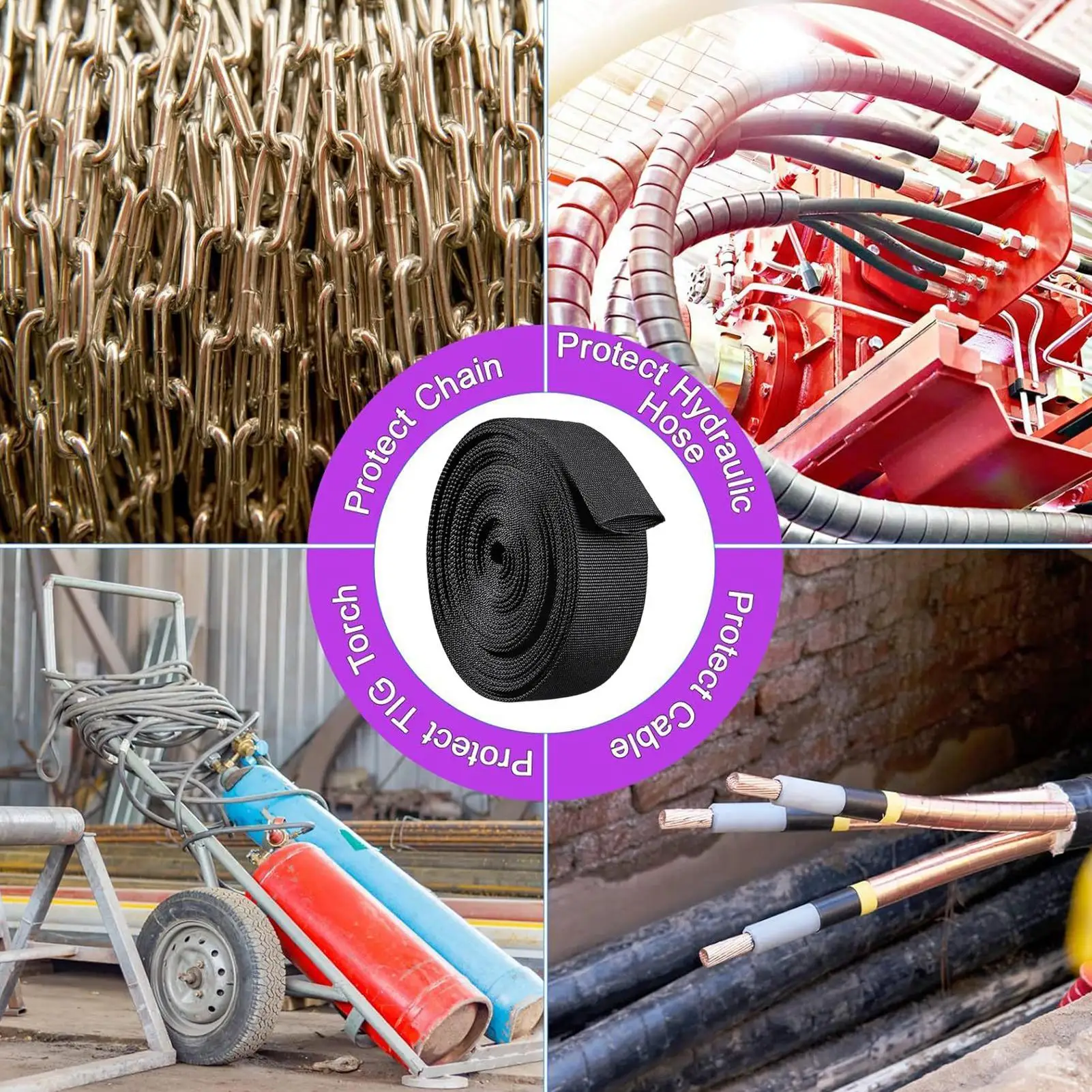 Hose Protector Nylon Hose Protection Anti-Fire Cutting Wire Sheath Wrap for HVAC Conditioning Industry Maintenance Automotive