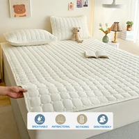 Quilted Mattress Cover Breathable Mattress Protector,Bed Sheet with Straps,Soft,Washable,Anti-Slip,Hypoallergenic, Noiseless 2