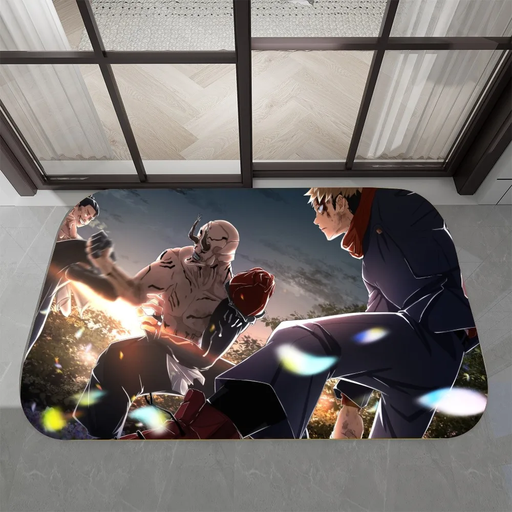애니메이션 J-Jujutsu Kaisen 바닥 매트, 그래픽 인쇄 플란넬 도어 매트, 욕실 주방 입구 카펫 홈 데코