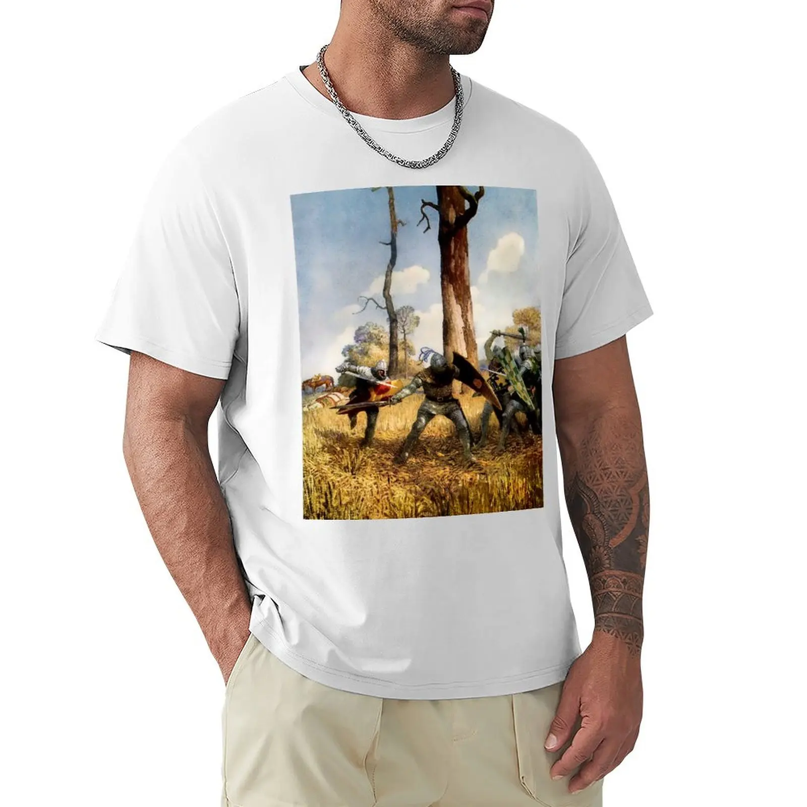 

“They Fought on Foot” by NC Wyeth T-shirt vintage shirts graphic tees summer tops mens clothing