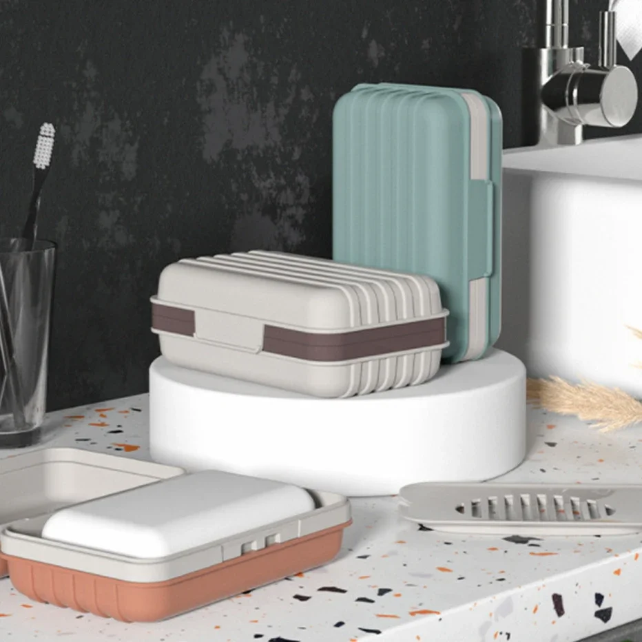 

Bathroom Soap Dish With Lid Home Plastic Soap Box Leak-Proof Keeps Soap Dry Soap Dish Travel Essentials