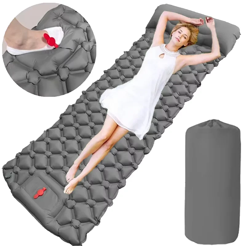 Outdoor Sleeping Pad Camping Inflatable Mattress Built-in Pump Ultralight Air Cushion Travel Mat with Headrest for Travel Hiking Outdoor Sleeping Pad Camping Inflatable Mattress Built-in Pump Ultralight Air Cushion Travel Mat with Headrest for Travel Hiking