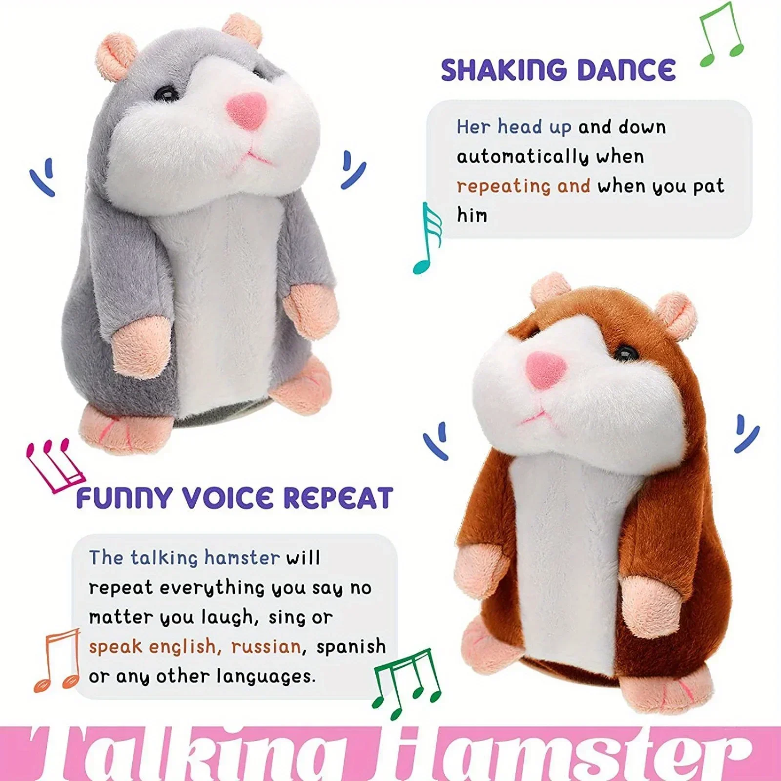 Talking hamster stuffed plush animal toys for children gifts 15cm plush toys hamster toy