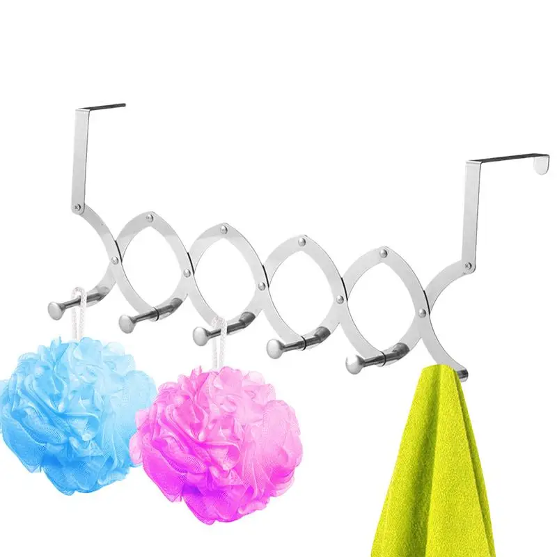 

Stainless Steel Door Back Rack Multi-Purpose Over Door Rack Hooks Non-Slip And Adjustable Home Storage Accessories For Towel