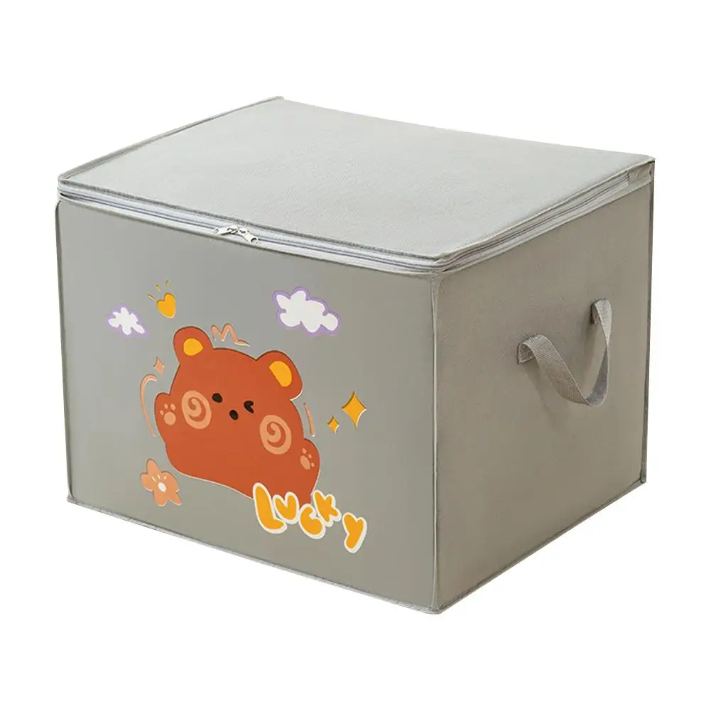 Large Capacity Clothes Quilt Storage Bag Cute Cartoon Non Bag Clothes Foldable Animals Storage Woven Storage Wardrobe Organ U0V8 4