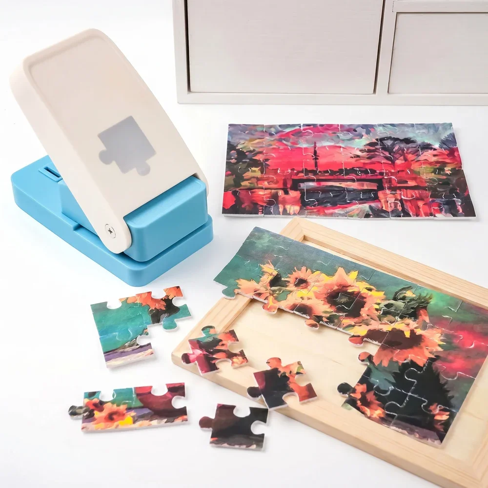 예술 및 공예용 퍼즐 제작기, 스크랩북킹 및 DIY 퍼즐 제작용 퍼즐 펀치, 4x6인치 퍼즐용 접착 폼 10개 포함, 휴대용