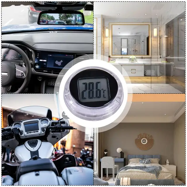 Termometro Digitale Houkiper Mini LCD - Impermeabile - Con Adesivo 3M - Per Interni Ed Esterni