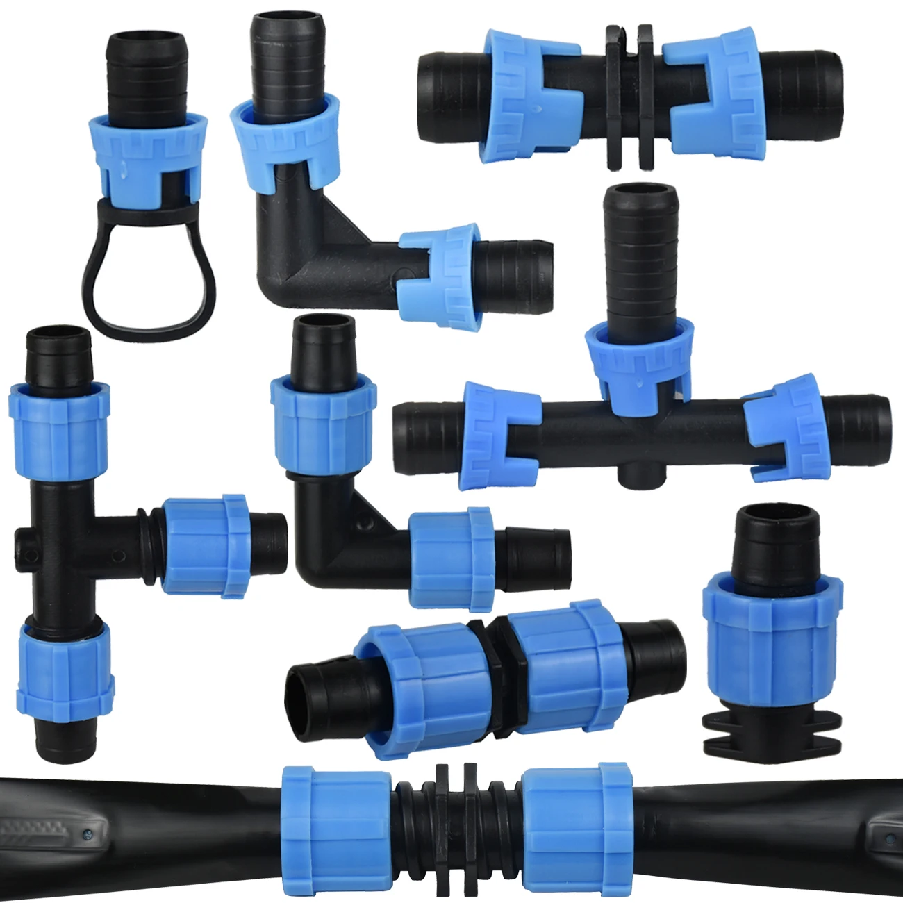 KESLA 20 Stück Gartenbewässerung, 16 mm, 0,2 mm Dicke, Tropfband-Anschluss, Ellenbogen-T-Endstopfen, Klimmzug-Verbindungsschlauch für Gewächshaus – Detail 1