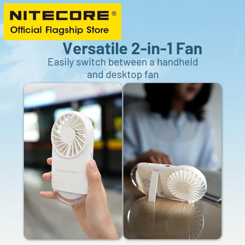 Camping Lamp NITECORE NEF02 Mini Pocket Fan Outdoor Camping Night Light USB-C Rechargeable Built-in Battery For Summer Commuting Trekking