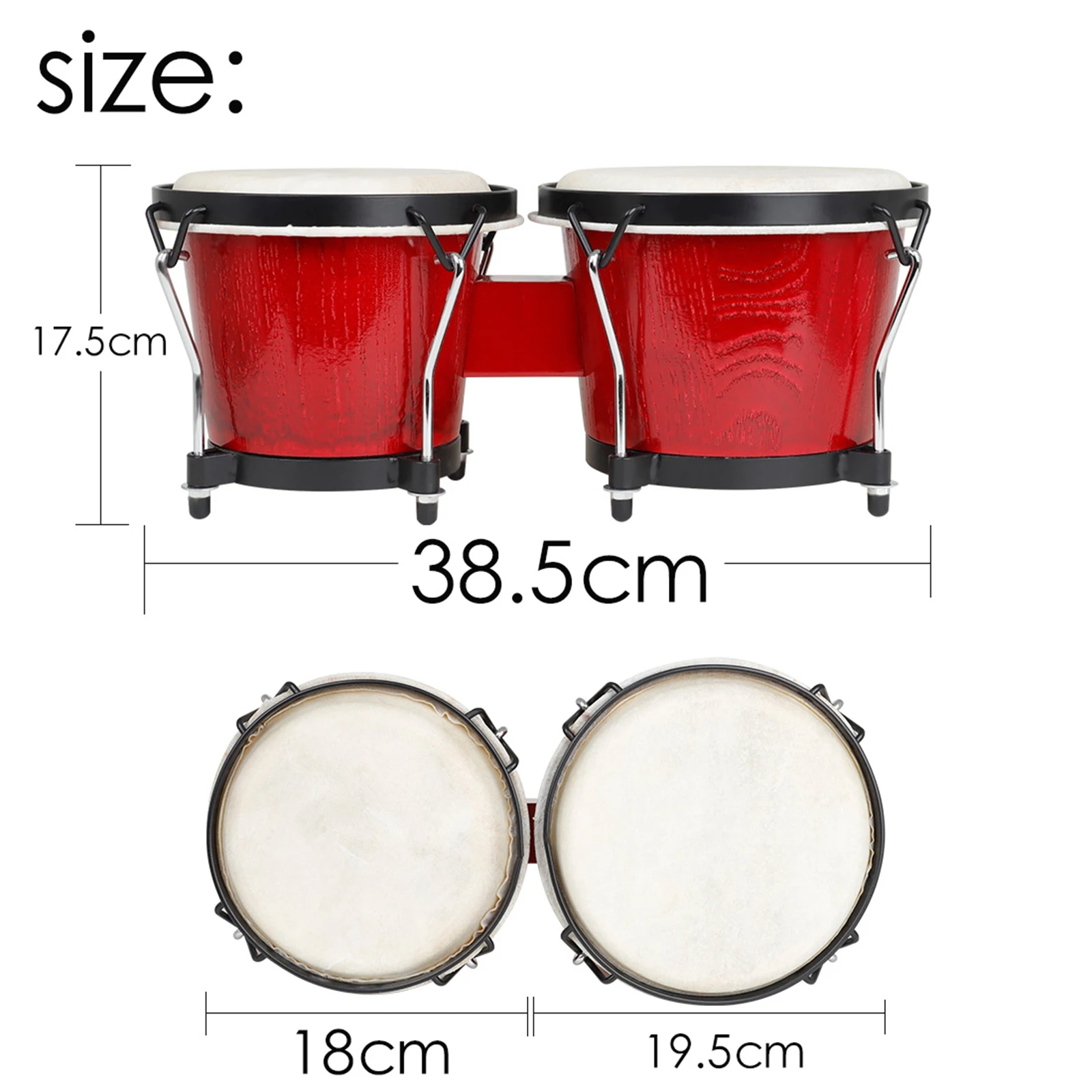 6'' 7'' Djembe Bongo Drum Percussion Bongo Drum Solid Wood Clear Sound Starter Drummer Lovers Musical Rhythm Toys Kids Gifts