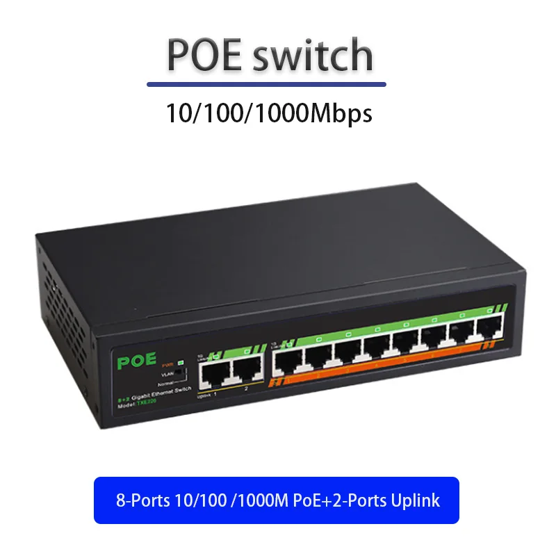 

Plug and Play Game Loading Adapter 2+8 ports VLAN switch Fast Ethernet Smart Network Switcher RJ-45 Hub Full gigabit POE switch