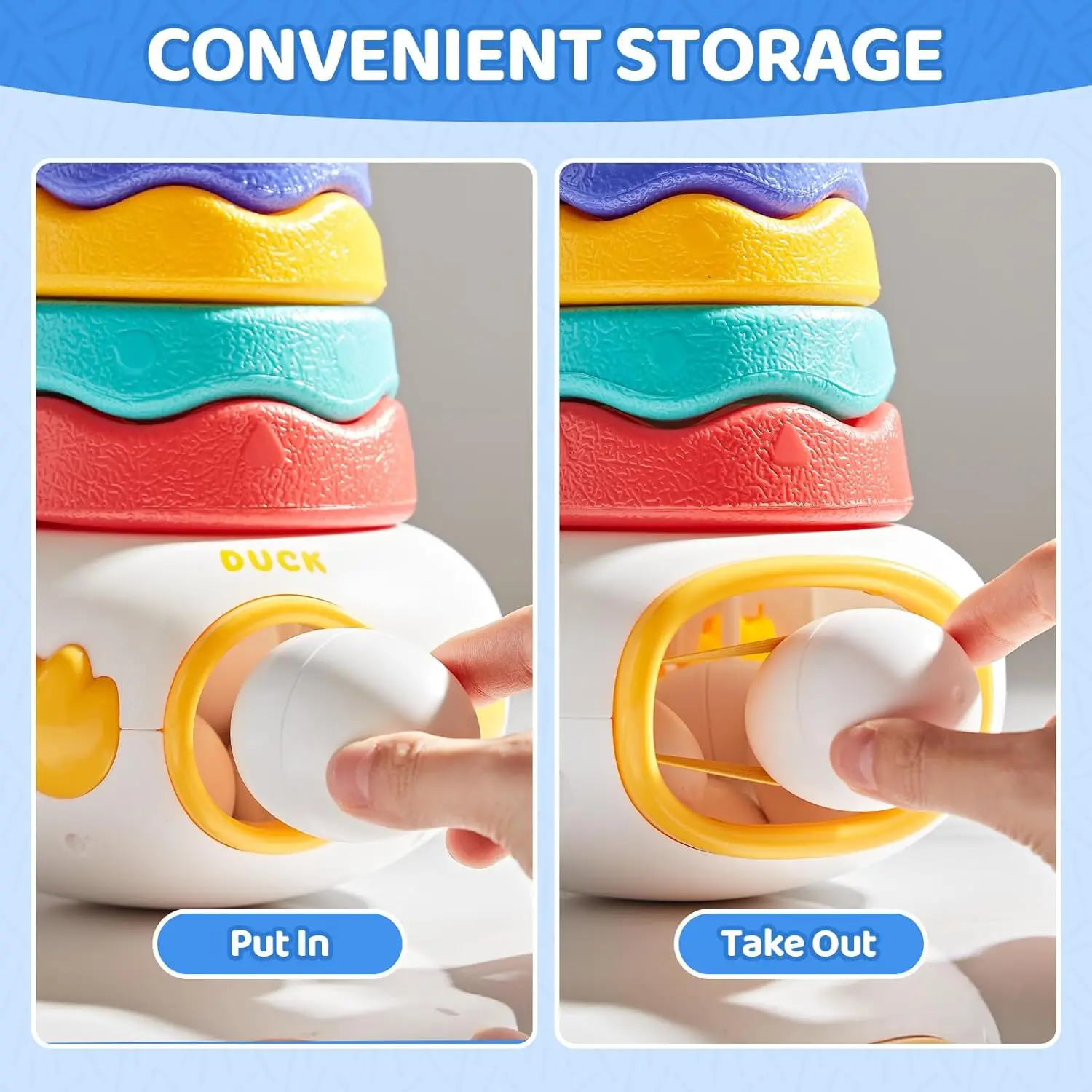 3-in-1 Easter Matching Eggs Toy for 1-3 Year Baby Color Shape Egg Sorting Game Duck Tumbler Stacking Educational Montessori Toys