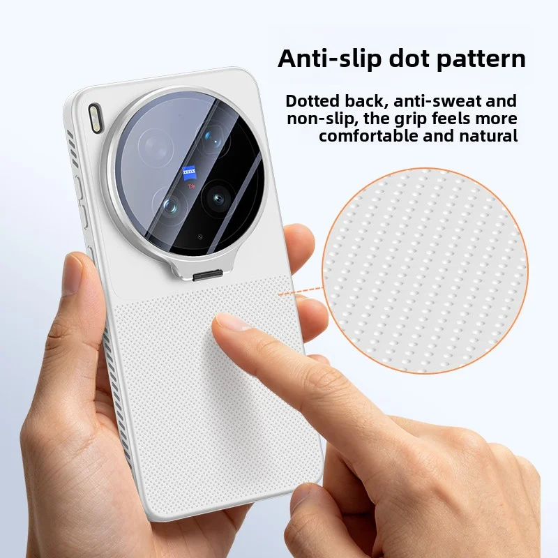 Premium Hard Silicone Heat Dissipation Protective Back Cover with Lens Stand