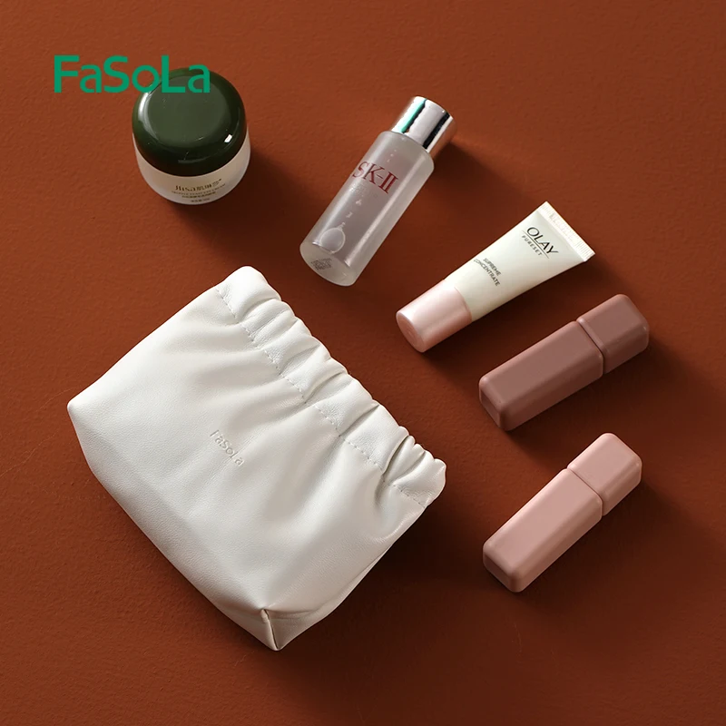 FaSoLa PU 심플 미니 립스틱 메이크업 보관 가방, 여성용 키 쥬얼리 디지털 정리함 휴대용 파우치, 숙녀 소형 화장품 가방