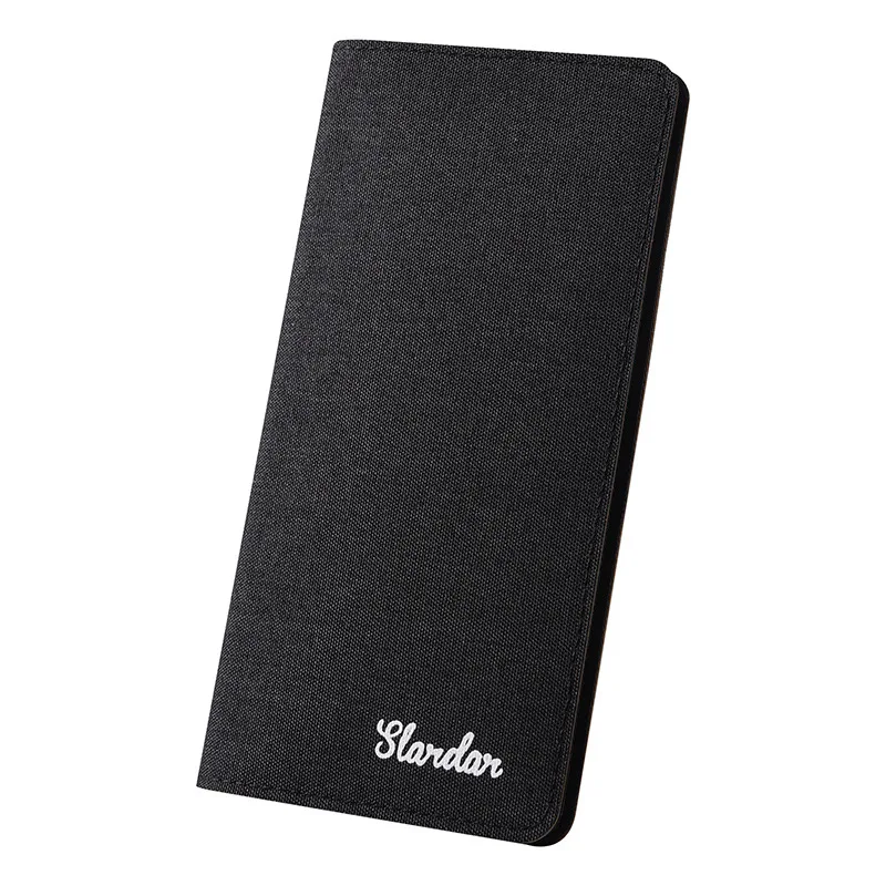 Ultra thin Japanese folding men's long canvas wallet, student retro simple niche men's wallet