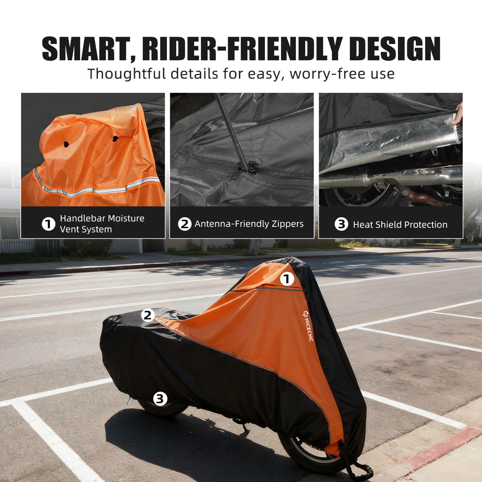 Motorradabdeckung PU wasserdicht für Harley Street Gilde Road Gilde Road King Motorräder mit Dual Side Cases (ohne Top Box) – Detail 6