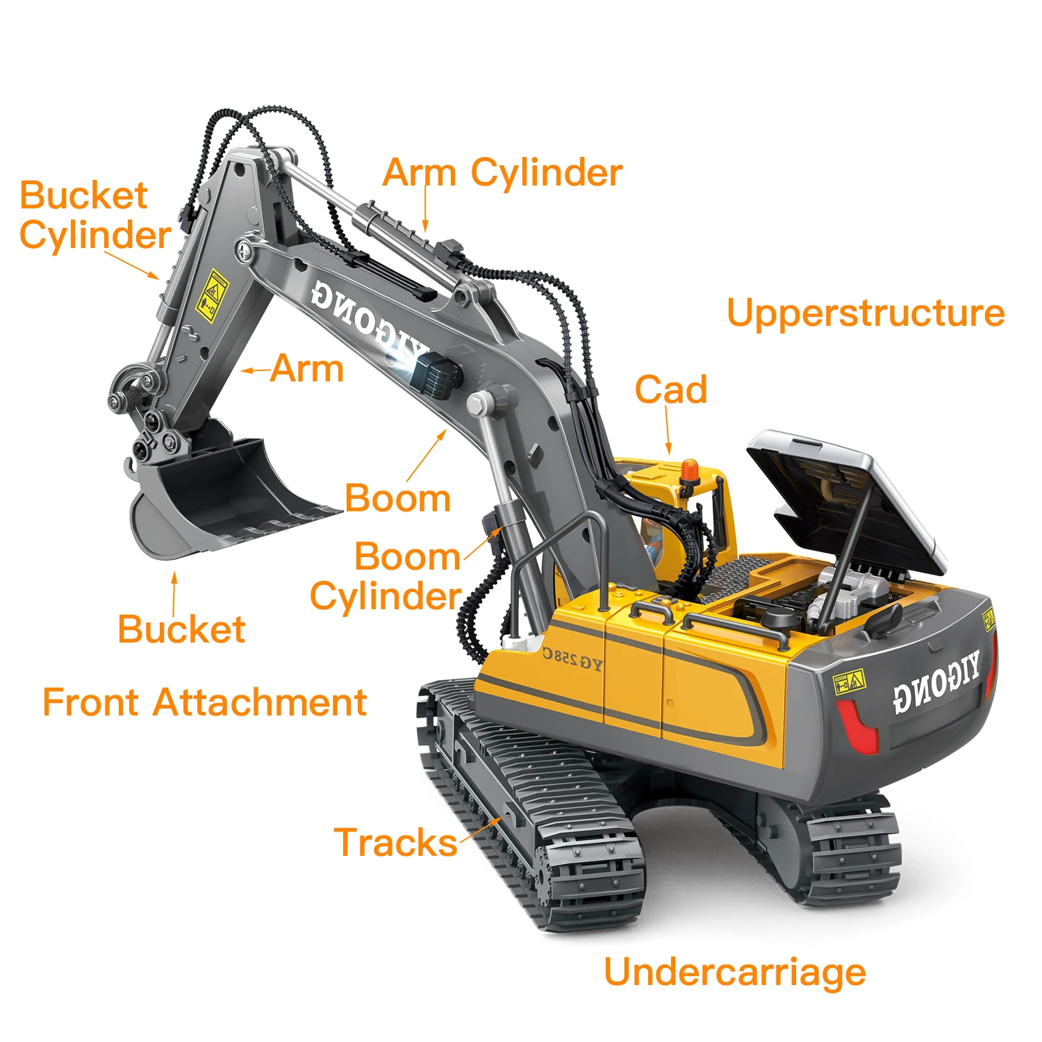 DWI  11-Channel Remote Control Alloy Excavator Engineering Vehicle Toy Suitable As A Variety Of Holiday Gifts For Children 3