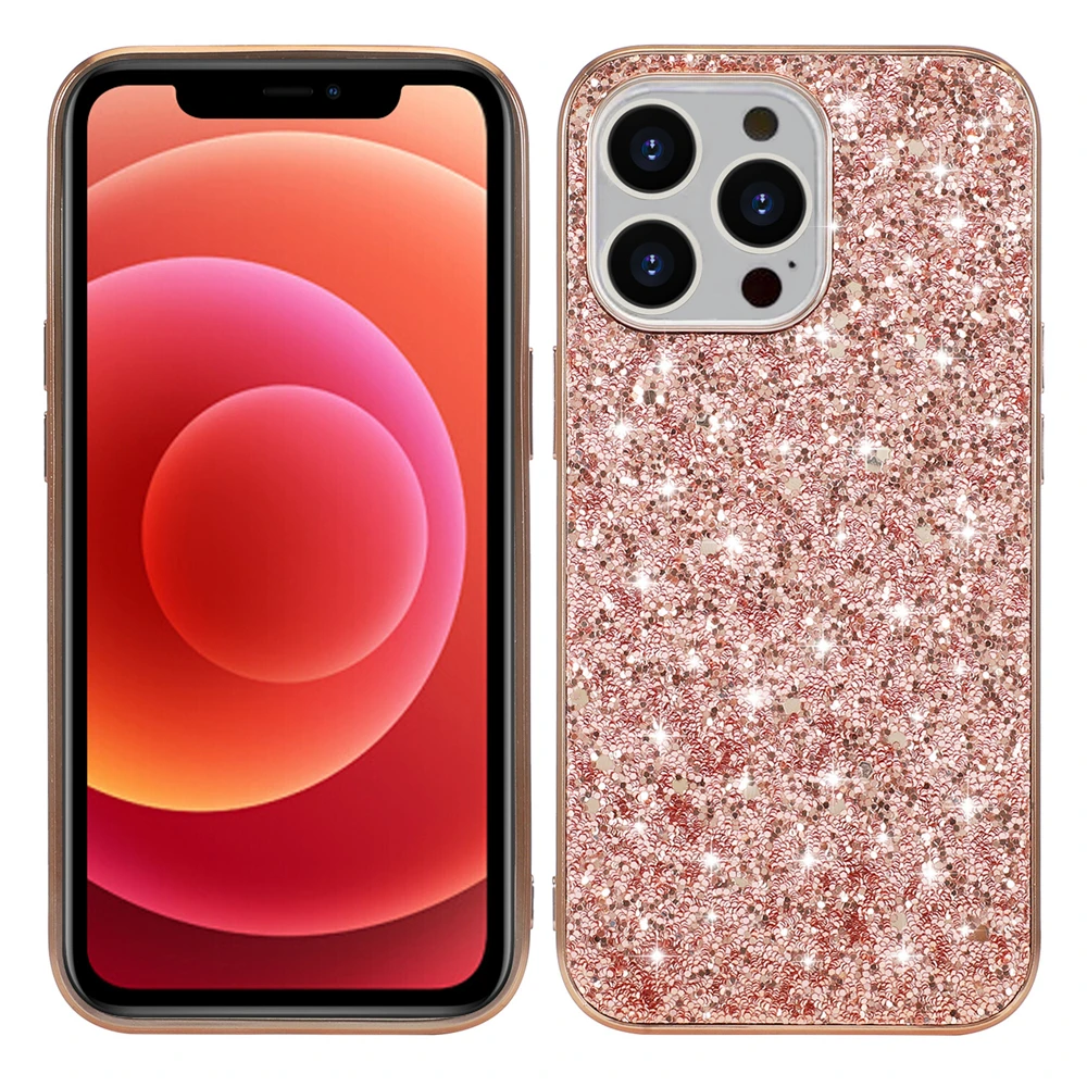 Luxury Bling Glitter Sequins Solid Color Plating Shockproof Bumper Case