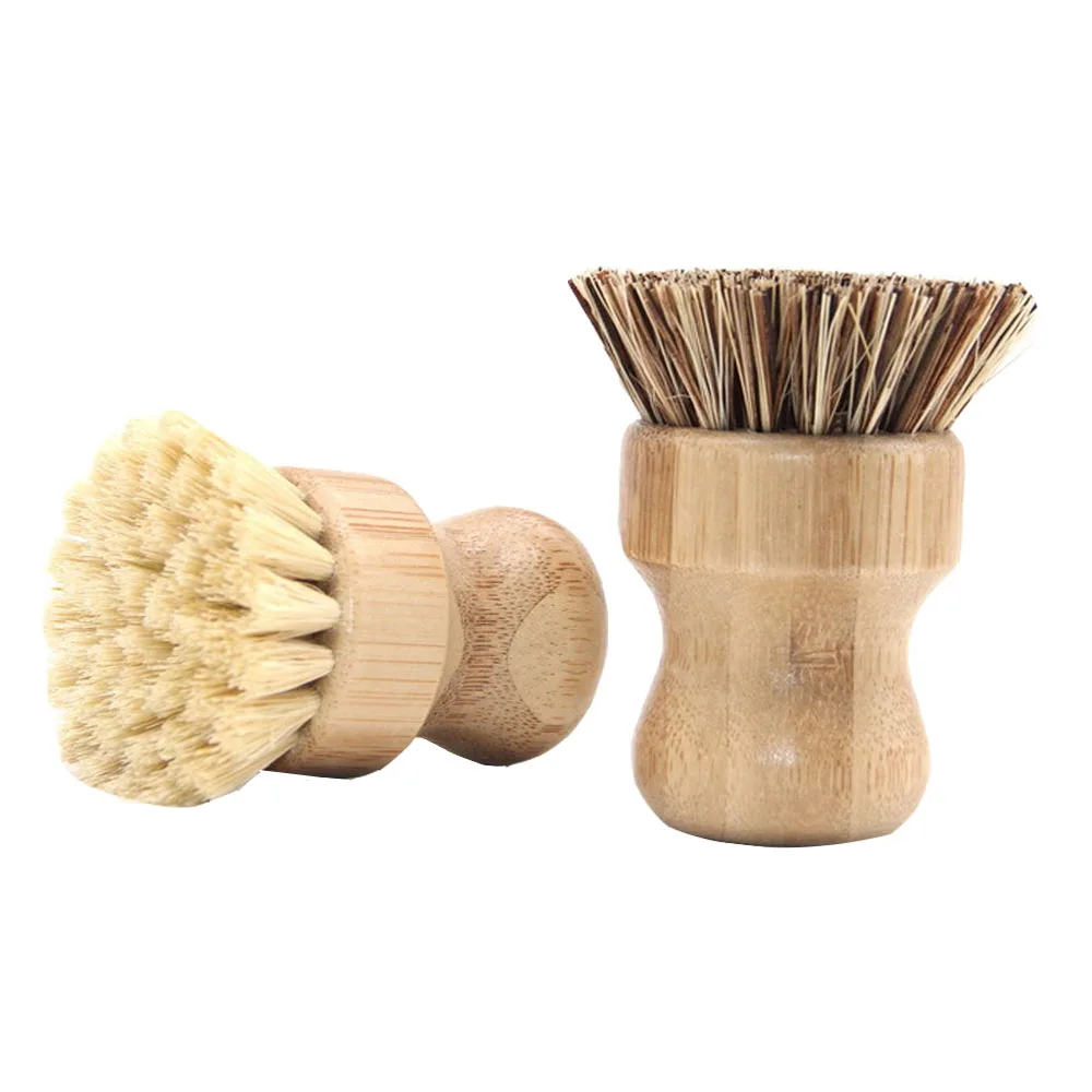 

Kitchen Stiff Pot Brushes Kitchen Cleaning Wood Round Mini Palm Scrub Brush Multi-functional Scrubber for Wash Dishes Pots Pan