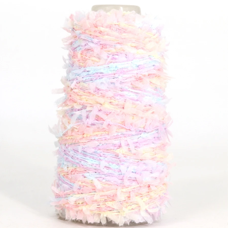 330Meters/Reel Rainbow Butterfly Paper Yarn Colorful Fancy Blend Partner Thread for Hand Knitting Summer Sweater Supplies 2