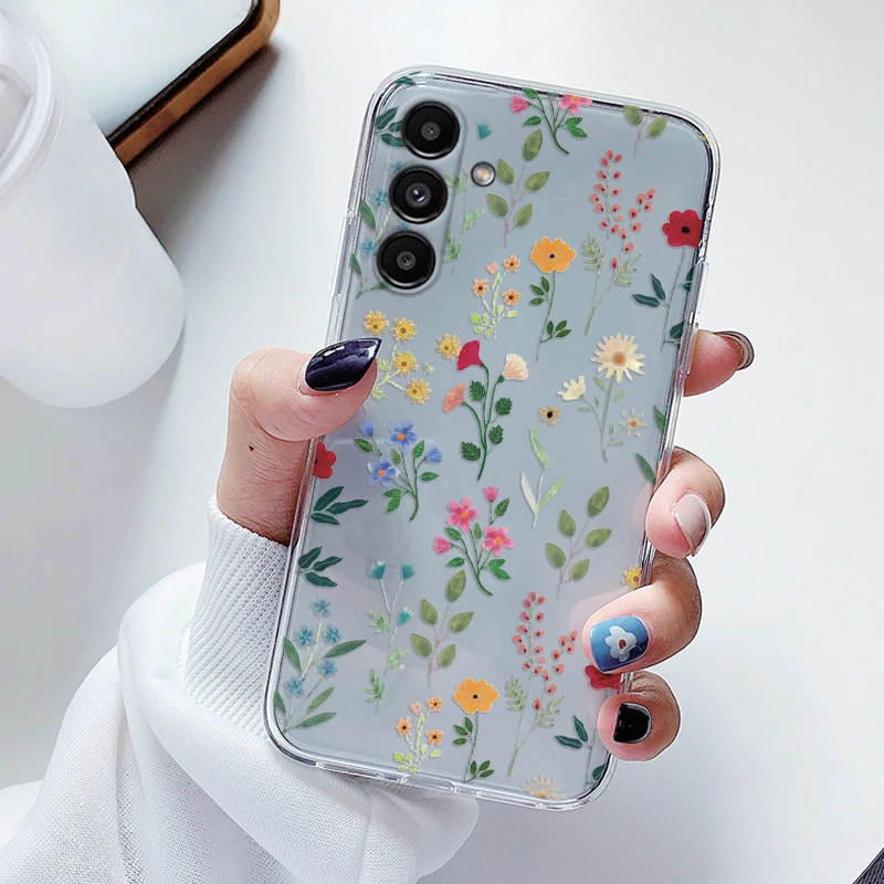 Clear Floral Cartoon Heart Shockproof Soft TPU Case - Transparent Cover