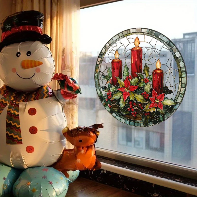 Festive Christmas Static Cling Window Sticker - Waterproof Vinyl Decal